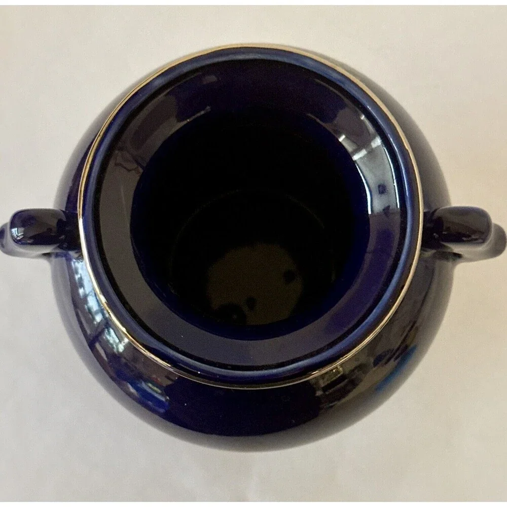 Vintage Japanese Pheasant‎ Cobalt Blue Vase Floral 6.75” Decor Collectible ￼